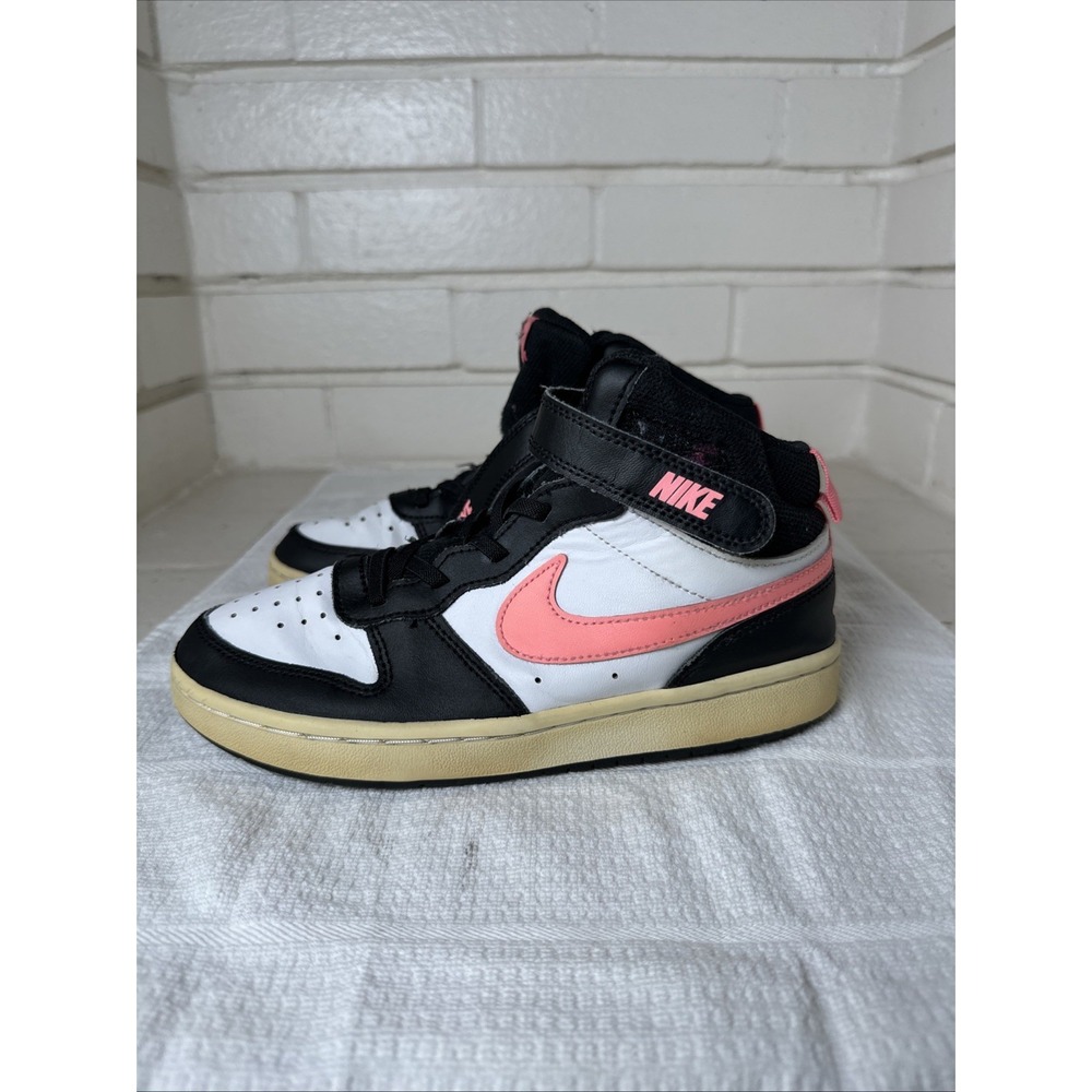 Nike Court Borough Size 3 Mid 2 Youth Shoes Pink Black & White Girls